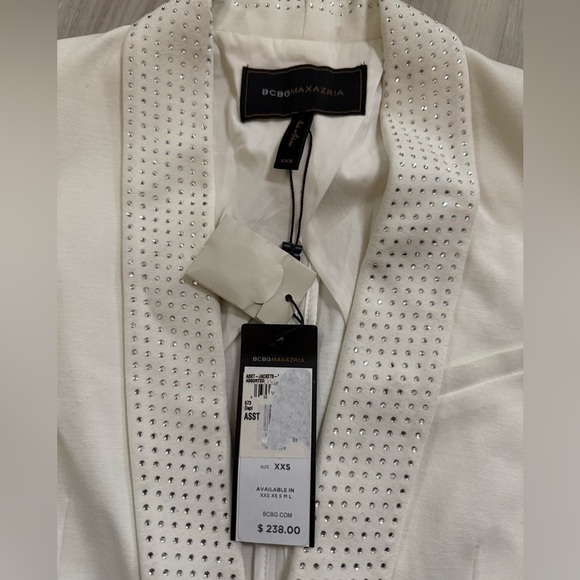 BCBGMaxAzria White Tuxedo Vest with Crystal Studs – XXS – NWT - Picture 5 of 6